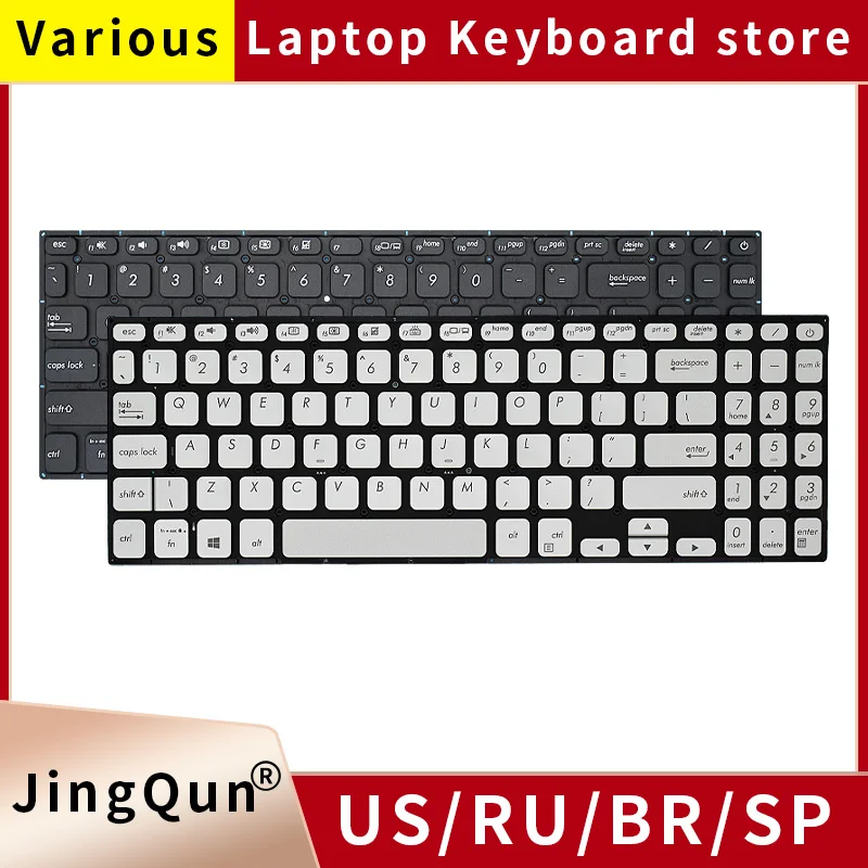 

Новая английская клавиатура QWERTY для ноутбука Asus Vivobook S15 X530 K530 S530F S530UA X530FA X530UN, серебристая/черная, с подсветкой