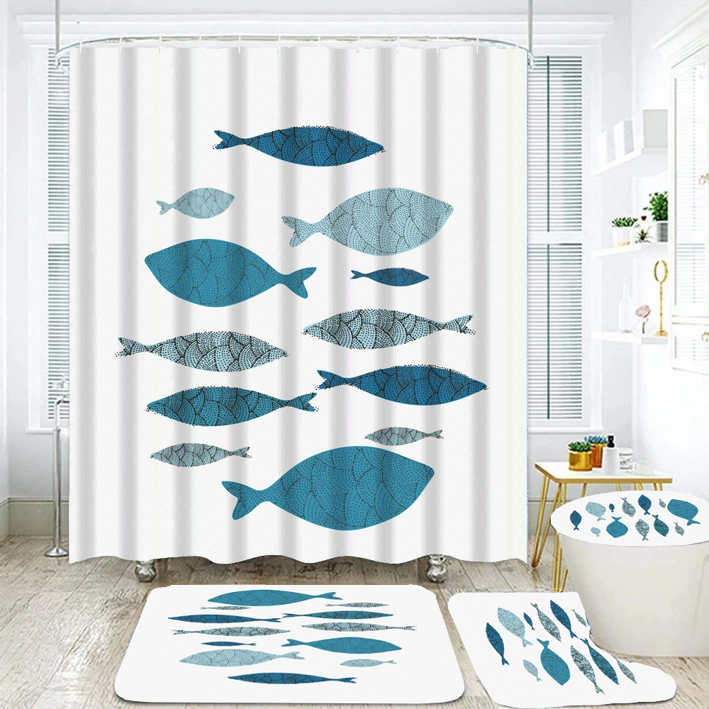 Nordic Minimalism Fish Waterproof Bathroom Shower Curtain Set with 12 Hooks Toilet Bath Mats Rug Non-slip Carpet Toilet Covers
Nordic Minimalism Fish Waterproof Bathroom Shower Curtain Set with 12 Hooks Toilet Bath Mats Rug Non-slip Carpet Toilet Covers
