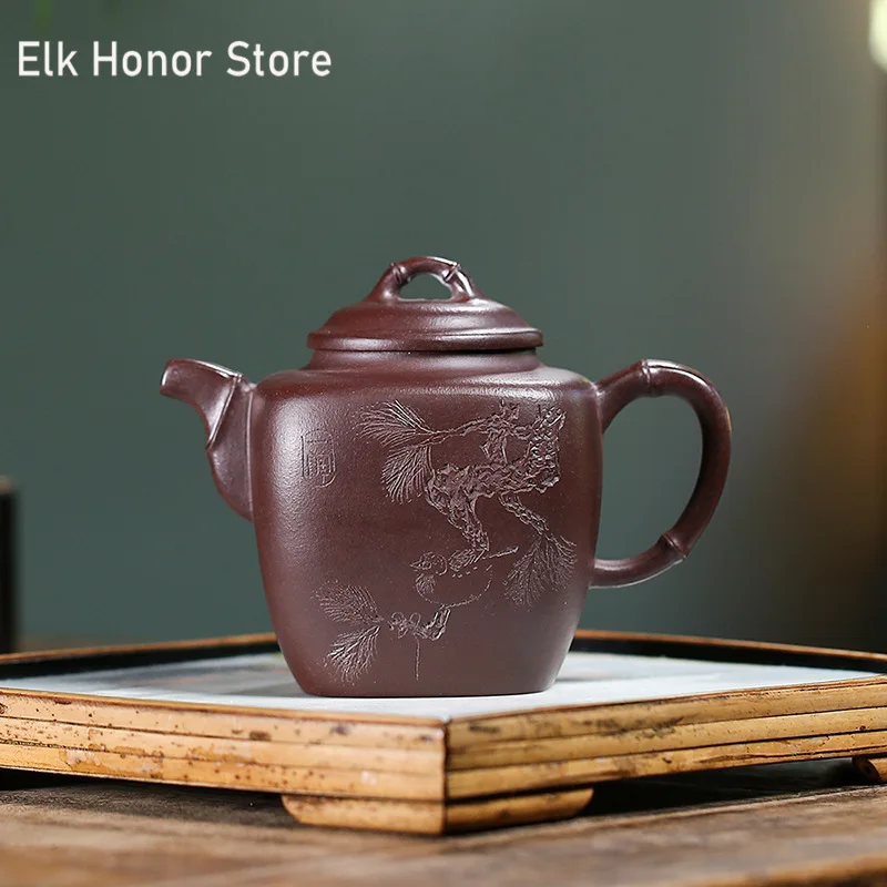 

300ml Yixing Authentic Purple Clay Teapots Famous Artists Handmade Tea Pot Raw Ore Beauty Kettle Chinese Zisha Tea Set Teaware