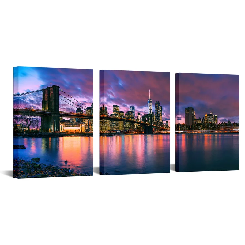 3 Pieces City Night View Poster Wall Decor Brooklyn Bridge Print Canvas Art Modern Style Picture Living Room Wall Art
3 Pieces City Night View Poster Wall Decor Brooklyn Bridge Print Canvas Art Modern Style Picture Living Room Wall Art