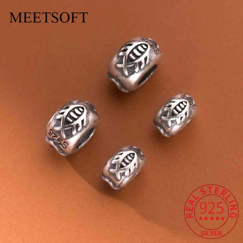 MEETSOFT S925 Sterling Silver Fish Pattern 5/7mm Bead Pendant Charms of DIY Handmade Making Supplies Necklace Bracelet Jewelry
MEETSOFT S925 Sterling Silver Fish Pattern 5/7mm Bead Pendant Charms of DIY Handmade Making Supplies Necklace Bracelet Jewelry