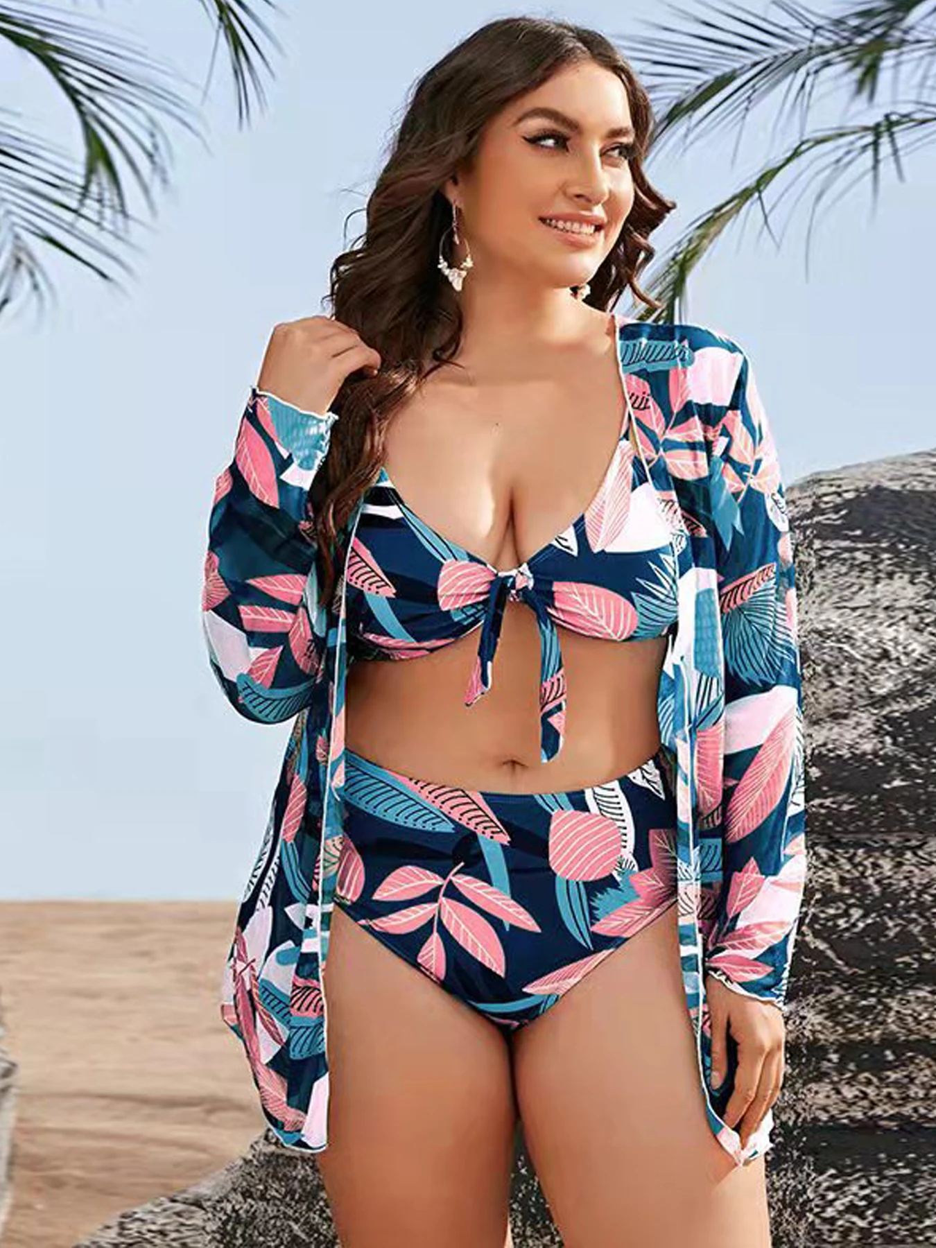 VigoJany 2024 Print 3 Piece Tied Plus Size Bikini Set Push Up Large Swimsuit For Women Backless Cover Up Big Bathing Suit
VigoJany 2024 Print 3 Piece Tied Plus Size Bikini Set Push Up Large Swimsuit For Women Backless Cover Up Big Bathing Suit