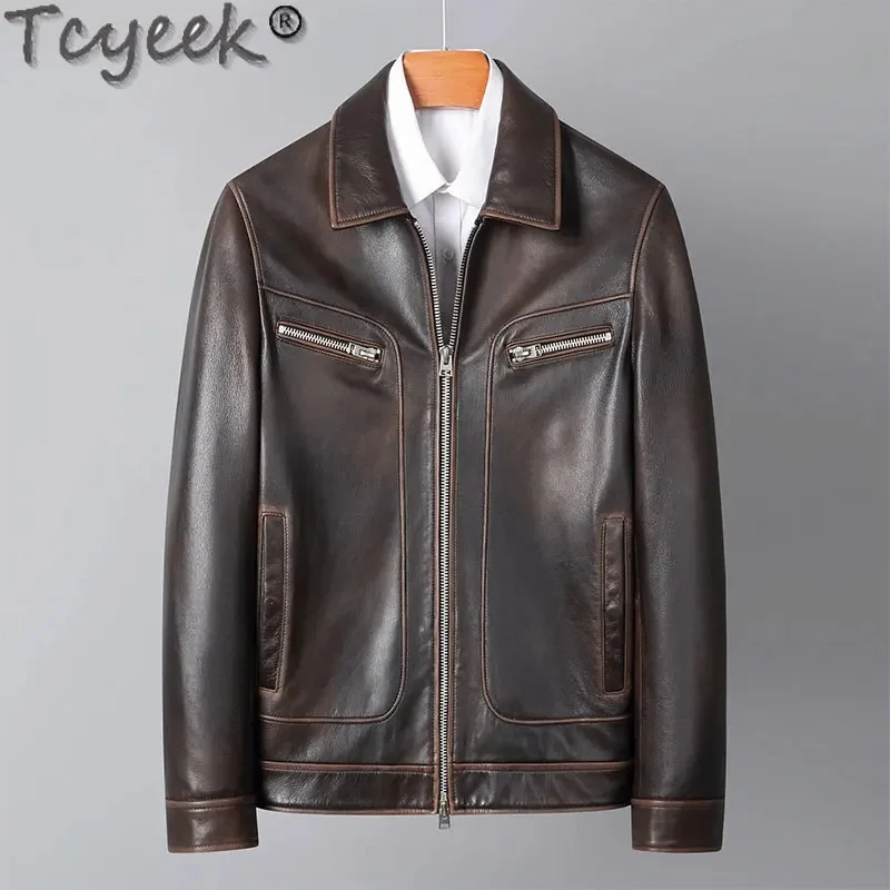 Tcyeek Real Leather Jacket Men Fashion New Coats Brown Vintage Goatskin Coat for Man High-end Clothes Slim Fit
Tcyeek Real Leather Jacket Men Fashion New Coats Brown Vintage Goatskin Coat for Man High-end Clothes Slim Fit