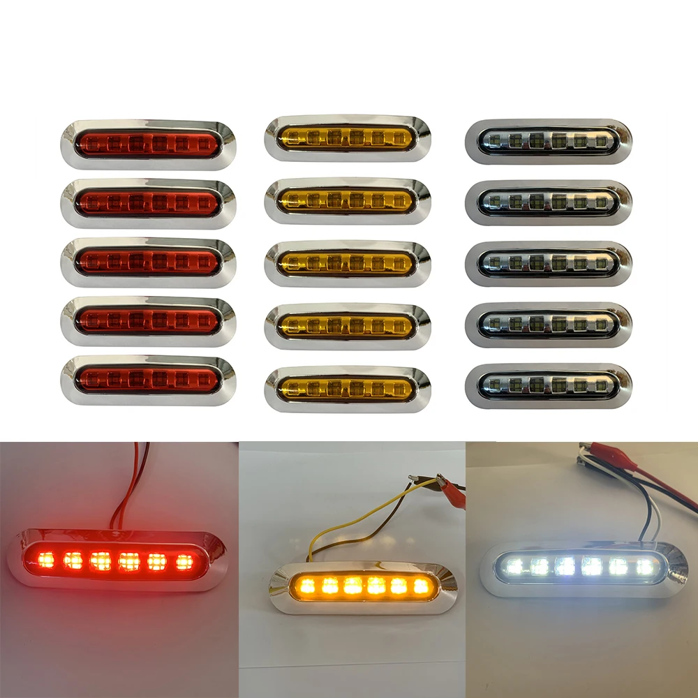 

10PCS 12V 24V LED Side Marker Lights Car External Lights Warning Tail Light Signal Brake Lamps for Truck Trailer Lorry Bus