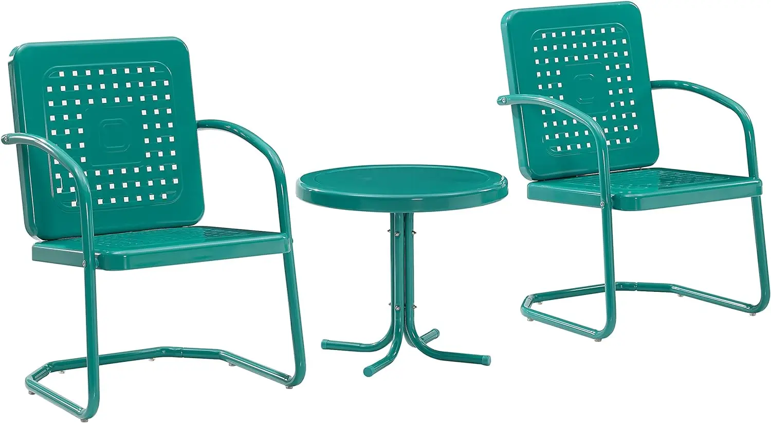 Crosley Furniture KO10019TU Bates 3-Piece Retro Metal Outdoor Seating Set with Side Table and 2 Chairs, Turquoise Gloss
Crosley Furniture KO10019TU Bates 3-Piece Retro Metal Outdoor Seating Set with Side Table and 2 Chairs, Turquoise Gloss