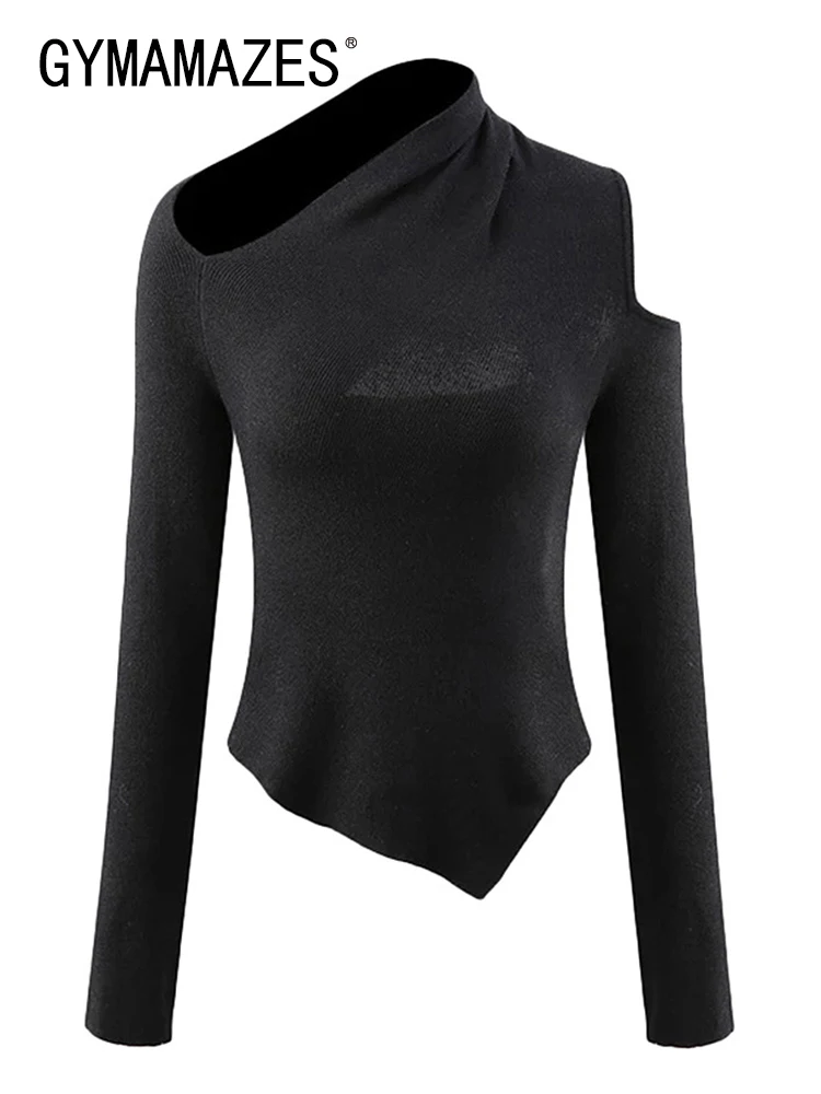 GYMAMAZES Solid Off Shoulder Sweaters For Women Irregular Collar Long Sleeve Patchwork Folds Minimalist Chic Sweater Female 2023
GYMAMAZES Solid Off Shoulder Sweaters For Women Irregular Collar Long Sleeve Patchwork Folds Minimalist Chic Sweater Female 2023