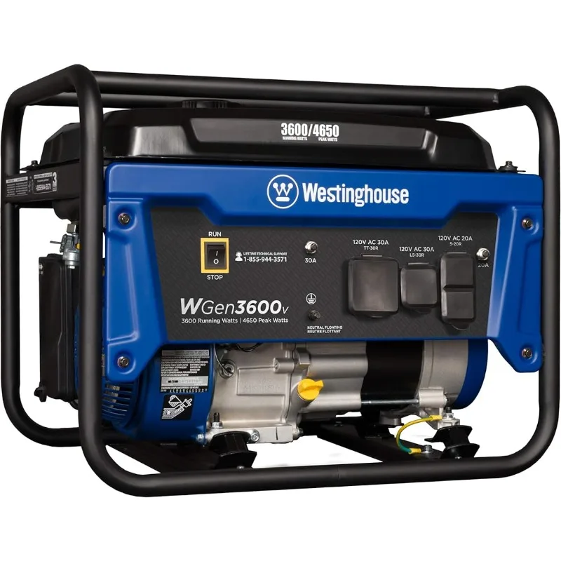 

Westinghouse Outdoor Power Equipment 4650 Peak Watt Portable Generator, RV Ready 30A Outlet, Gas Powered, CARB Compliant, Blue