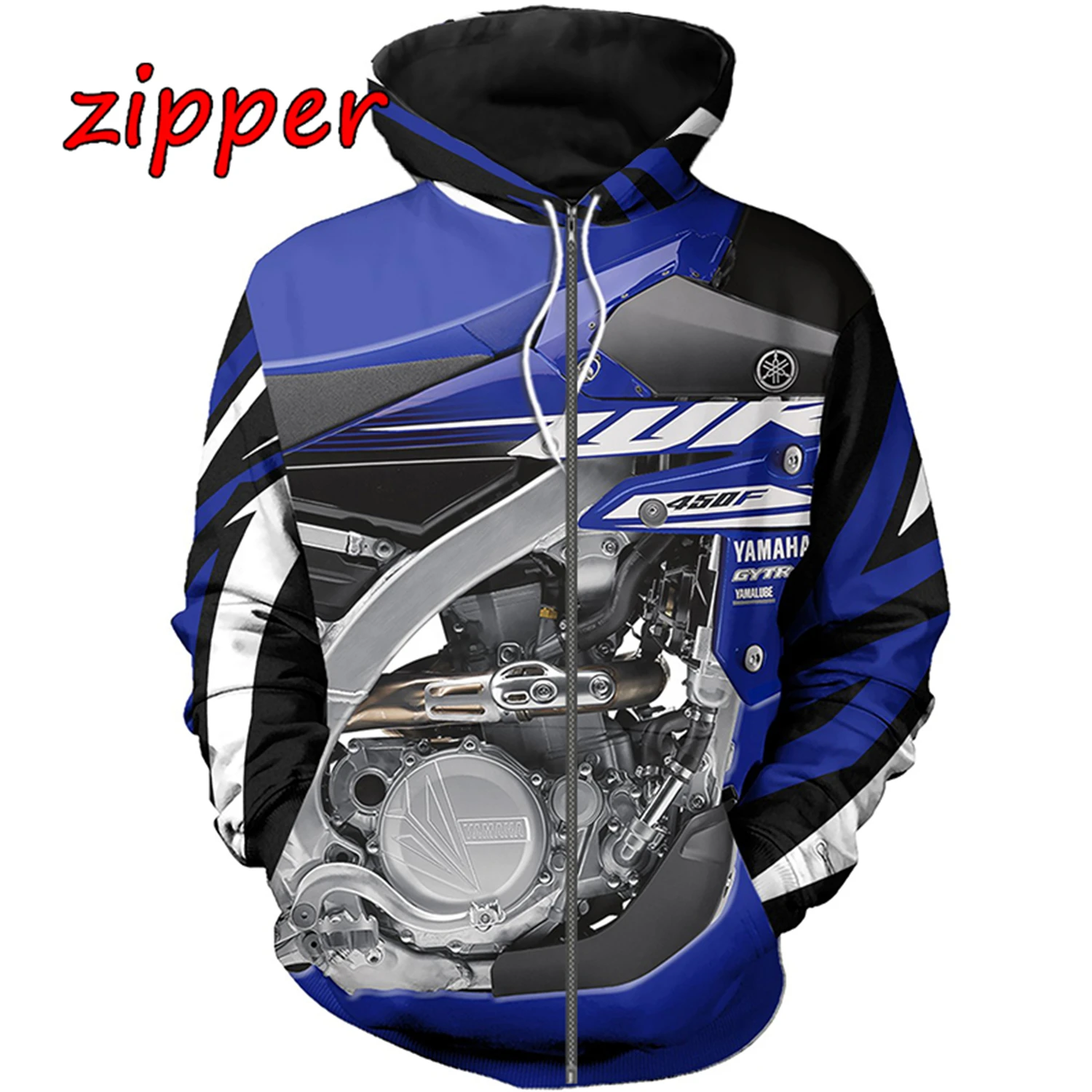 

2024 Hot Selling Yamaha WR450F Motor 3D Printed Clothing Unisex Casual Sports Hoodie Men's and Women's Zip Jacket Top 110-6XL