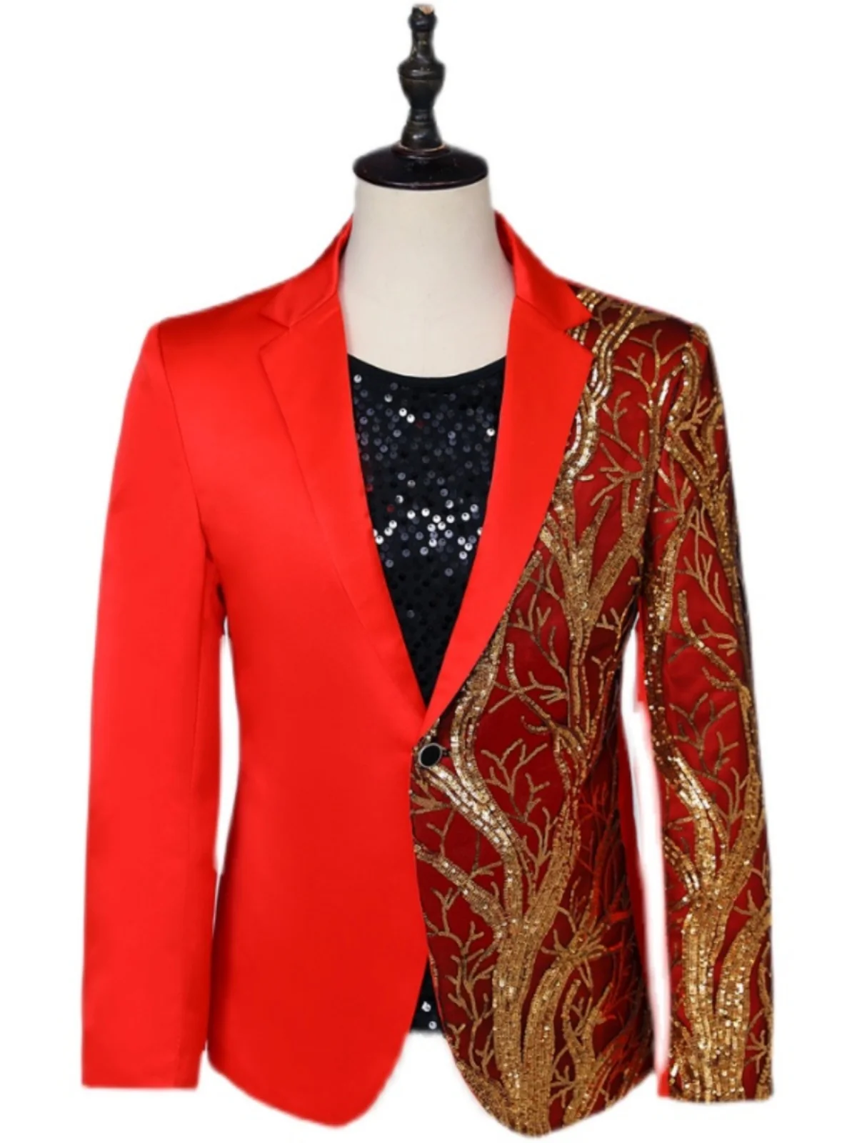 

Men's Suit Sequin Tree Personalized Dress Dancer Stage Performance Clothing Bar Nightclub DJ Host Singer Stage Outfit