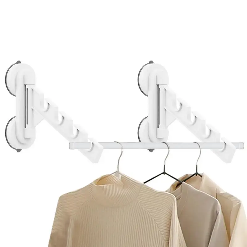 

Foldable Clothes Hanger Rack Wall Mount Vacuum Drying Racks For Laundry Collapsible Garment Hanger Hooks For Towels