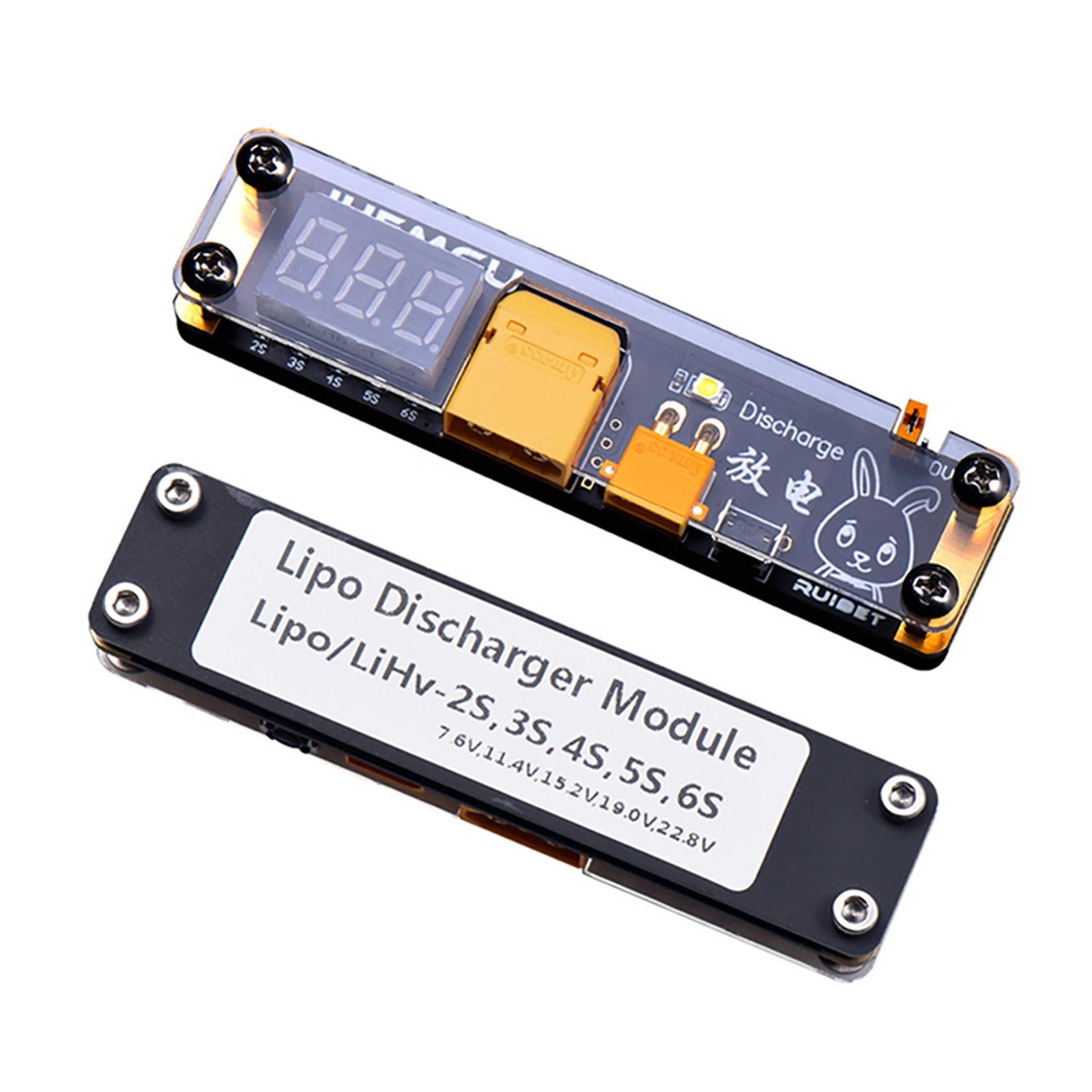 Lipo Discharger Module 2S-6S Bulit-in LED Ischarge Indicator Interface XT30 / XT60 For RC Battery Storage Scrapping Disposal
Lipo Discharger Module 2S-6S Bulit-in LED Ischarge Indicator Interface XT30 / XT60 For RC Battery Storage Scrapping Disposal