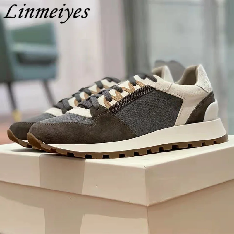 

Hot Sales Flat Casual Shoes Women Round Toe Lace Up Walk Shoes Female Outdoors Comfort Running Shoes Thick Sole Sneakers Woman