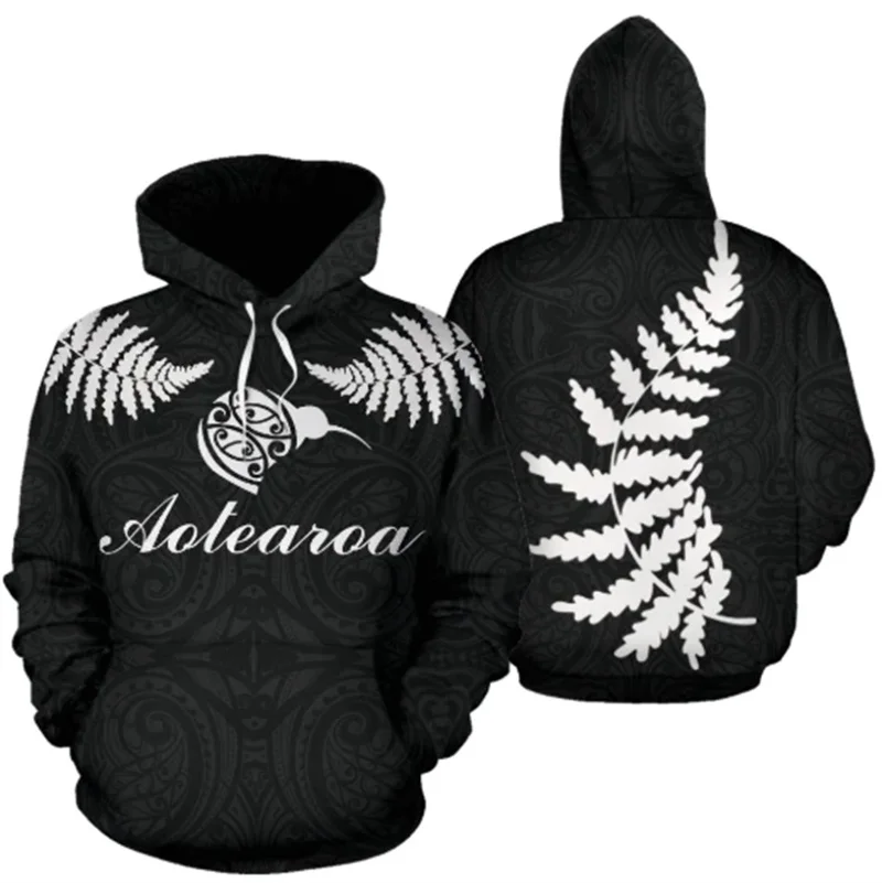 

3D Print New Zealand Flag Silver Fern Black Hoodie Y2k Flag New In Hoodies & Sweatshirts For Men Pullover Women Clothes Top