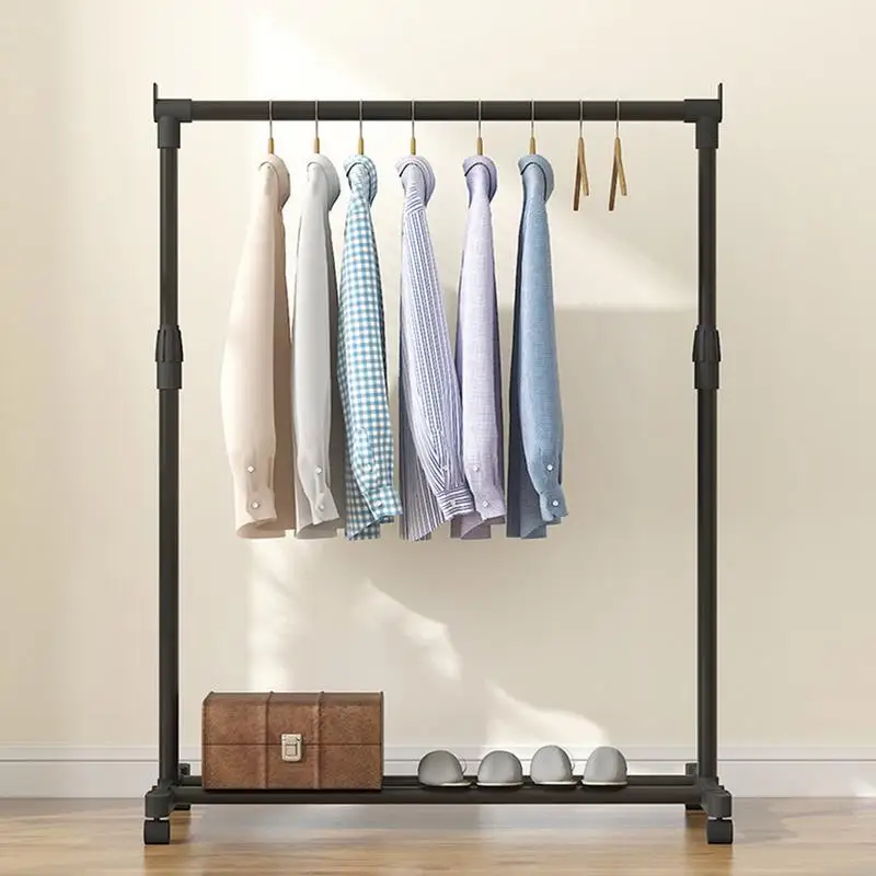 

Telescopic Clothes Rack Heavy-Duty Metal Garment Rack With Wheels Movable Clothes Rack Telescopic Floor Hanger For Bedroom