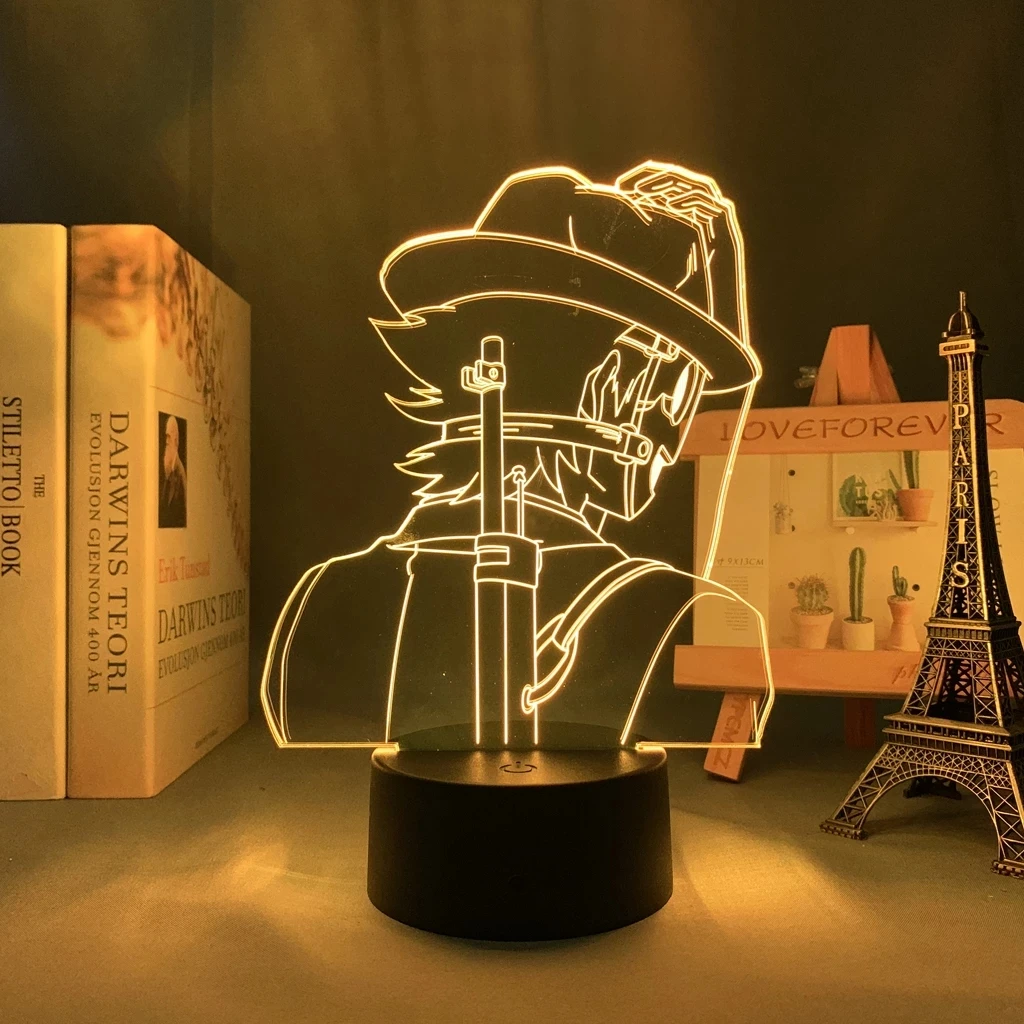 

3D night light straw hat group Luffy hit the ground creative colorful touch LED light One Piece