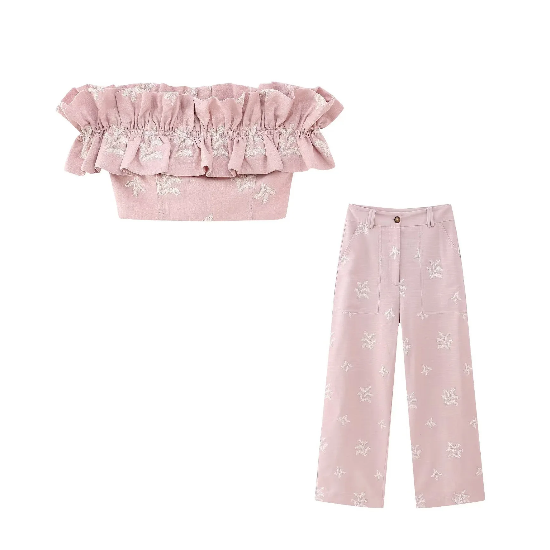 TRAF New Women Fashion Off Shoulder Flower Embroidery Pleated Ruffles Short Blouse Female Elastic Blusas Chic Crop Tops
TRAF New Women Fashion Off Shoulder Flower Embroidery Pleated Ruffles Short Blouse Female Elastic Blusas Chic Crop Tops