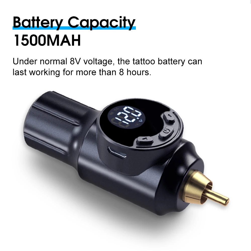 Wireless Tattoo Battery Power Machine RCA Jack for Tattoo Motor Pen Mini Battery 1500 MAH Working 10 Hours Quick Charge
Wireless Tattoo Battery Power Machine RCA Jack for Tattoo Motor Pen Mini Battery 1500 MAH Working 10 Hours Quick Charge