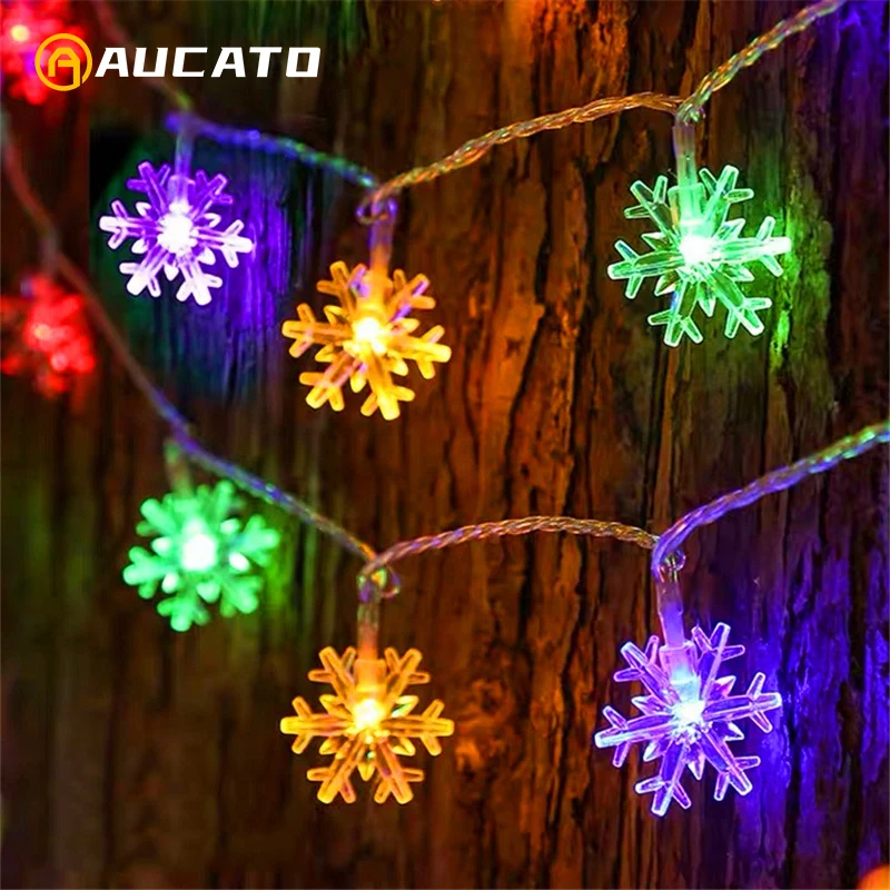 

Snowflake Led String Light Garland Christmas Decoration Party Home Xmas Santa Claus Gifts Navidad 2023 Happy New Year