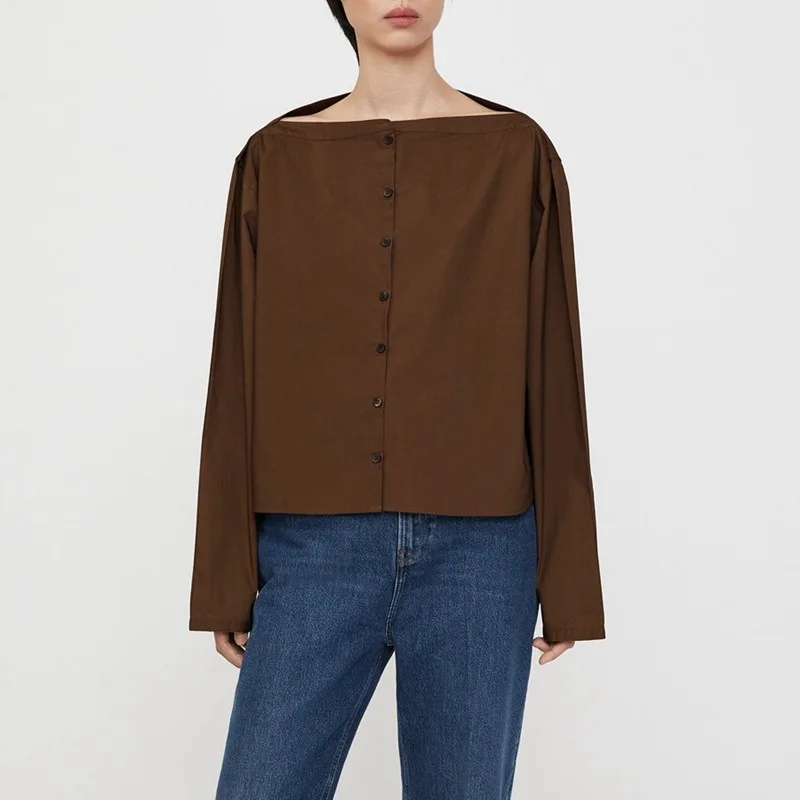 Рубашка женская с воротником-лодочкой, Кардиган с длинным рукавом из 100% хлопка, свободная однобортная рубашка с длинным рукавом для лета
Рубашка женская с воротником-лодочкой, Кардиган с длинным рукавом из 100% хлопка, свободная однобортная рубашка с длинным рукавом для лета