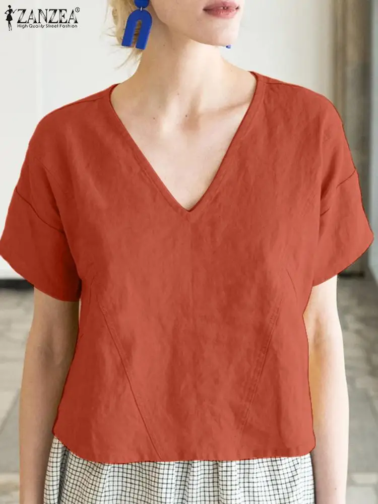 ZANZEA Women Summer Blouse Elegant Short Sleeve V Neck Tops Solid Color Blusas Casual Femme Work Holiday Shirt Tunic Oversize
ZANZEA Women Summer Blouse Elegant Short Sleeve V Neck Tops Solid Color Blusas Casual Femme Work Holiday Shirt Tunic Oversize