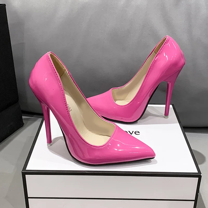 

Женские туфли-лодочки с острым носком, черные туфли-лодочки на высоком тонком каблуке, розовые туфли из лакированной кожи, новинка 2024