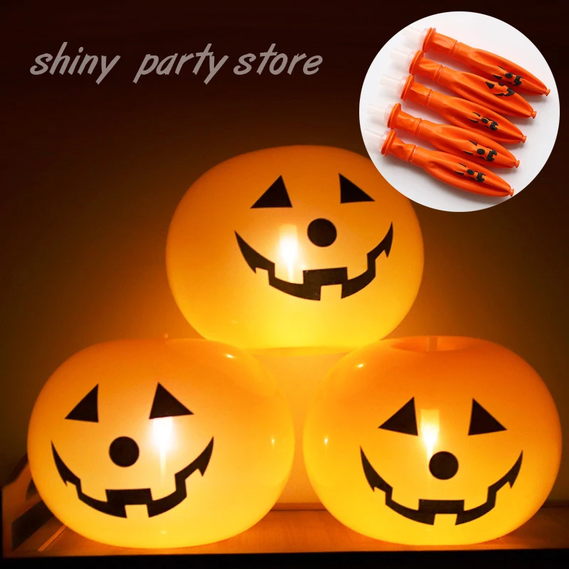 

Halloween Pumpkin Luminous Latex Balloon, Party Decoration, Holiday Celebration Layout, Atmosphere Props, 10inch, 5 PCs per Lot