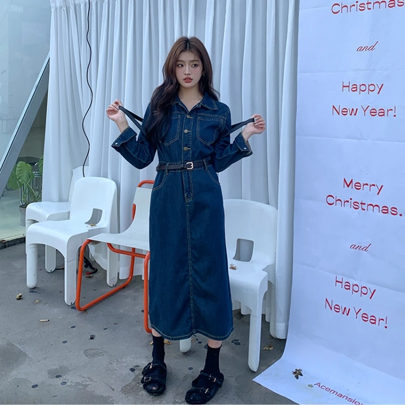 2023 New Spring Summer Temperament Denim Belt Shirt Dress For Women Vintage Female Clothing Free Shipping
2023 New Spring Summer Temperament Denim Belt Shirt Dress For Women Vintage Female Clothing Free Shipping