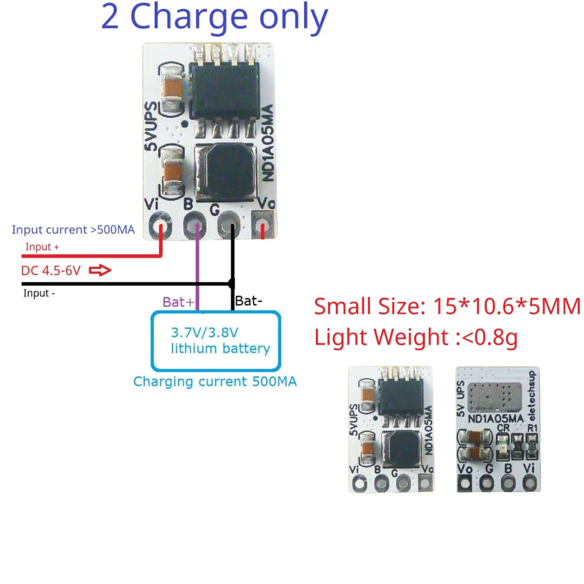 

Mini UPS Module 5V 1A 3.7V 4.2V Li-Ion Battery Charge Discharge Board for Arduino UNO MEGA2560 ESP32 Uninterrupted Power Supply