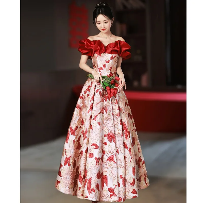 Luxury Jacquard Satin Evening Dresses For Wedding Party Elegant Off The Shoulder Floor-Length Women Prom Gowns 2024
Luxury Jacquard Satin Evening Dresses For Wedding Party Elegant Off The Shoulder Floor-Length Women Prom Gowns 2024