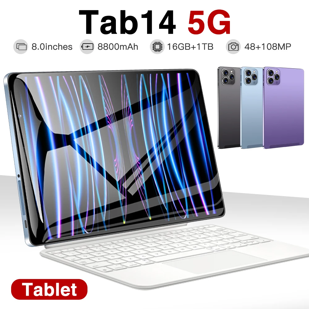 Global Version Tab14 Tablet PC 8 Inch HD Display Screen 1440*3200 Android 12 RAM:8/12/16GB-ROM:256/512/1TB With Keyboard 10 Core
Global Version Tab14 Tablet PC 8 Inch HD Display Screen 1440*3200 Android 12 RAM:8/12/16GB-ROM:256/512/1TB With Keyboard 10 Core
