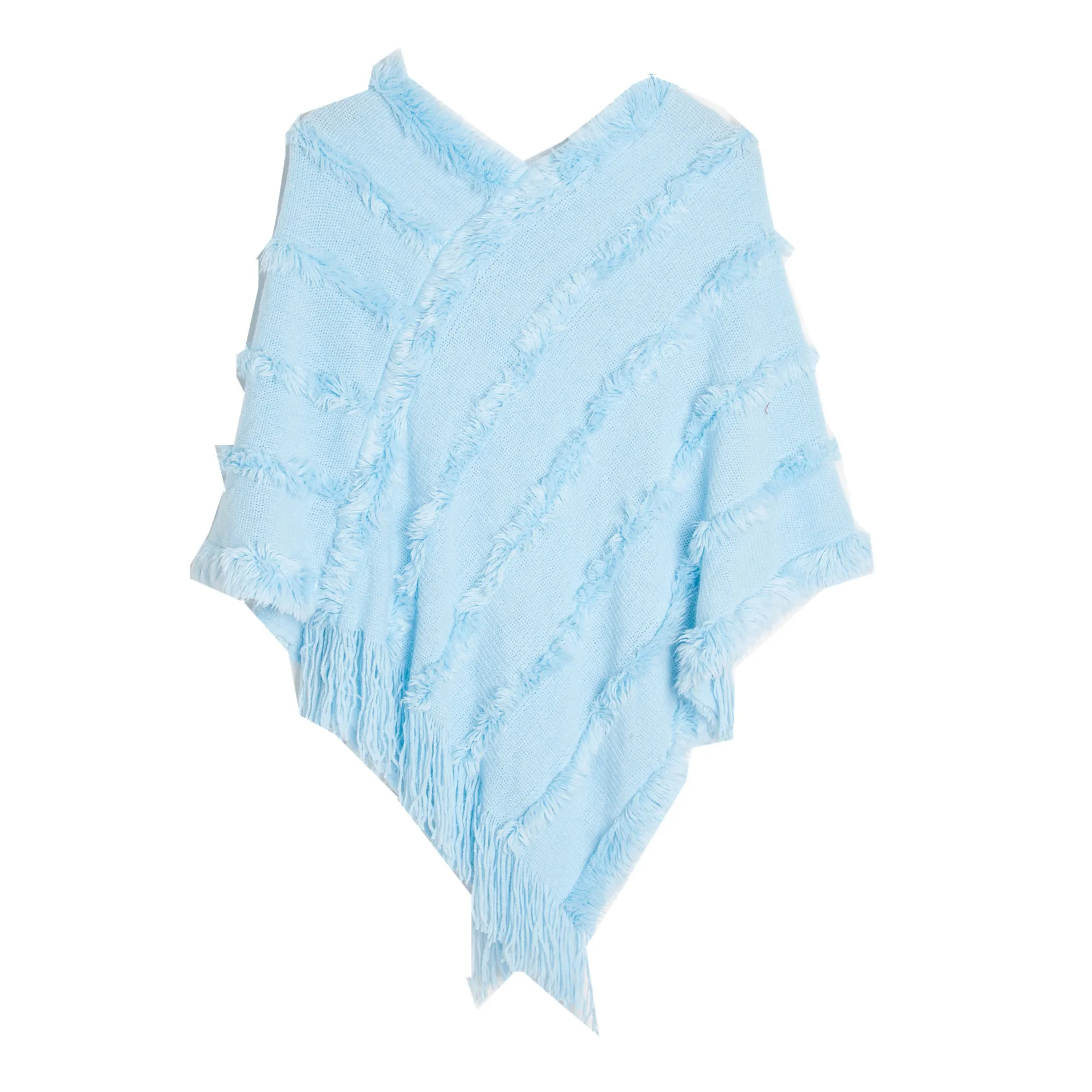 New Spring Autumn Winter V-neck Solid Color Knitted plush Shawl Fashion Street Poncho Lady Capes Blue Cloaks
New Spring Autumn Winter V-neck Solid Color Knitted plush Shawl Fashion Street Poncho Lady Capes Blue Cloaks