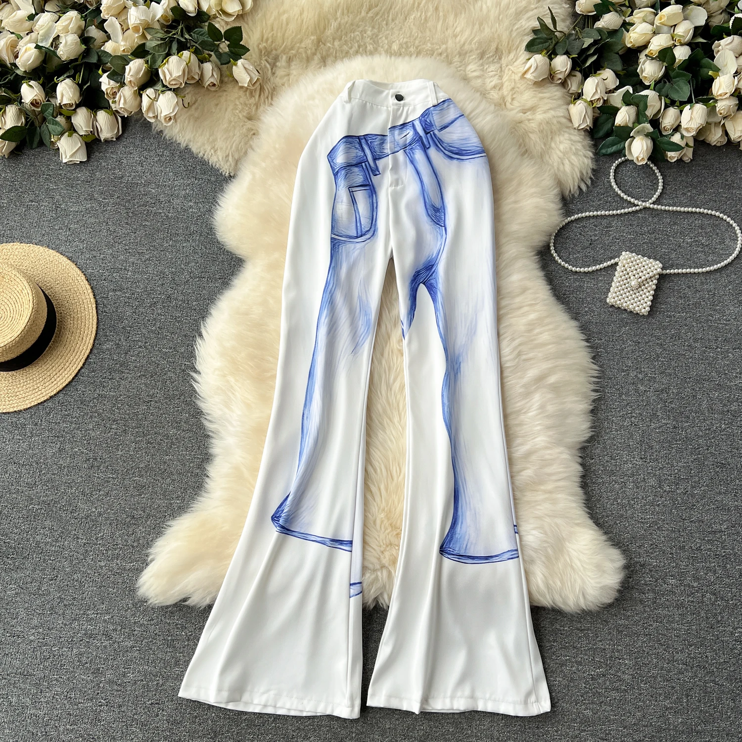 American Fashion Flare Pants Women Printed High Waist Pantalones Mujer Female Almighty Autumn Streetwear Trousers Dropshipping
American Fashion Flare Pants Women Printed High Waist Pantalones Mujer Female Almighty Autumn Streetwear Trousers Dropshipping