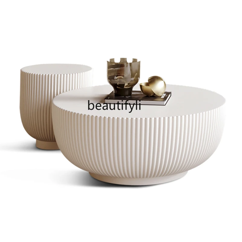 French Cream Style Coffee Table Designer Original Bowl-Shaped White Simple Modern Living Room Chic Silent Style round Tea Table
French Cream Style Coffee Table Designer Original Bowl-Shaped White Simple Modern Living Room Chic Silent Style round Tea Table