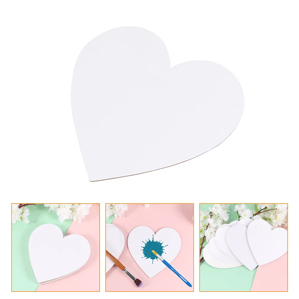 

6pcs Stretched Canvas Panels Heart Shape Small Cotton Canvas Boards DIY Blank Canvas Frame for Students Artist Oil Painting