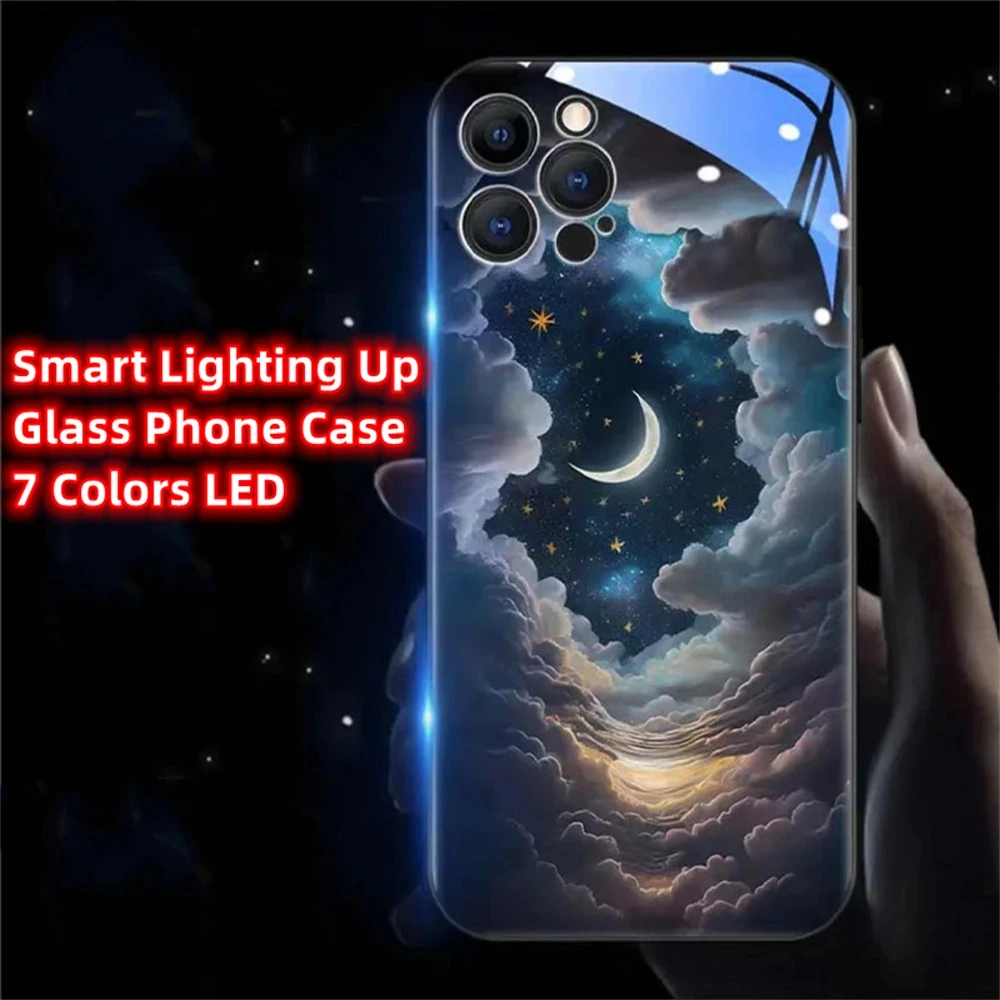 

Shining Starry Sky LED Light Glow Luminous Phone Case Glitter Cover For Huawei P60 P50 P40 P30 Pro Plus Mate 60 50 50E 40 30 20