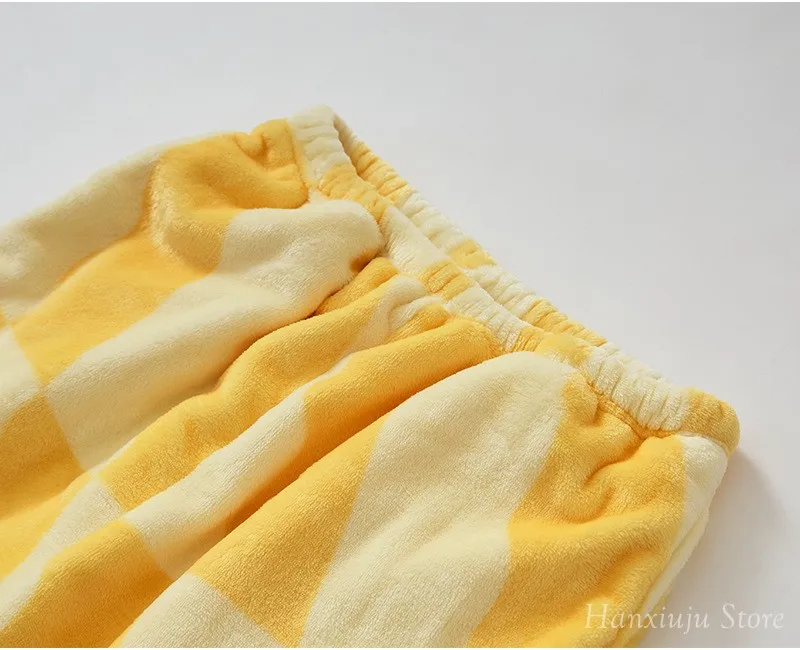 Warm Thick Flannel Casual Women's Pajamas Sets Yellow Color Long Sleeve Sleepwear Suits Winter Autumn Plus Pyjamas 17 S3a475f5f76fa4eb6923732101ea6984aO