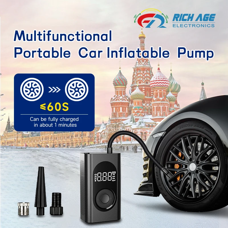 

RICH AGE 12V Car Air Compressor 150PSI Portable Car Tire Inflator Smart Digital Inflatable Pump For Car Bicycle Boat Air Pump