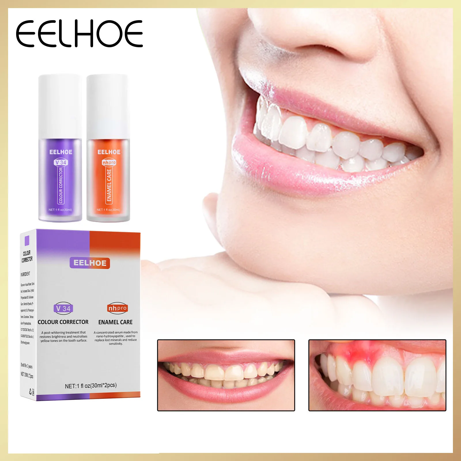 V34 Colour Corrector Teeth Whitening Toothpaste Oral Cleaning Repair Fresh Breath Herbal Remove Stain Beauty Health Maquiagem
V34 Colour Corrector Teeth Whitening Toothpaste Oral Cleaning Repair Fresh Breath Herbal Remove Stain Beauty Health Maquiagem