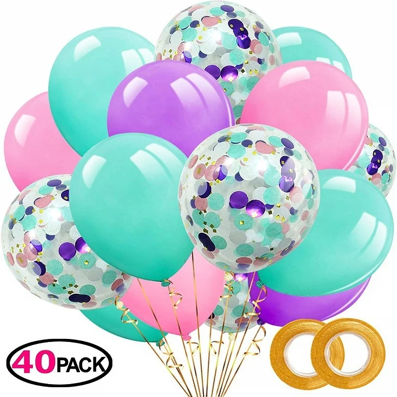 40pcs Mermaid Party Decoration Pink Purple Confetti Sequin Balloons Set Birthday Wedding Party Decoration Latex Balloons
40pcs Mermaid Party Decoration Pink Purple Confetti Sequin Balloons Set Birthday Wedding Party Decoration Latex Balloons