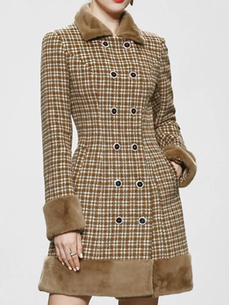 Winter Women's Retro Plaid Coat Thickened High-end Long-sleeved Tweed Jacket Korea Fur Collar Double-breasted Midi Blazer
Winter Women's Retro Plaid Coat Thickened High-end Long-sleeved Tweed Jacket Korea Fur Collar Double-breasted Midi Blazer