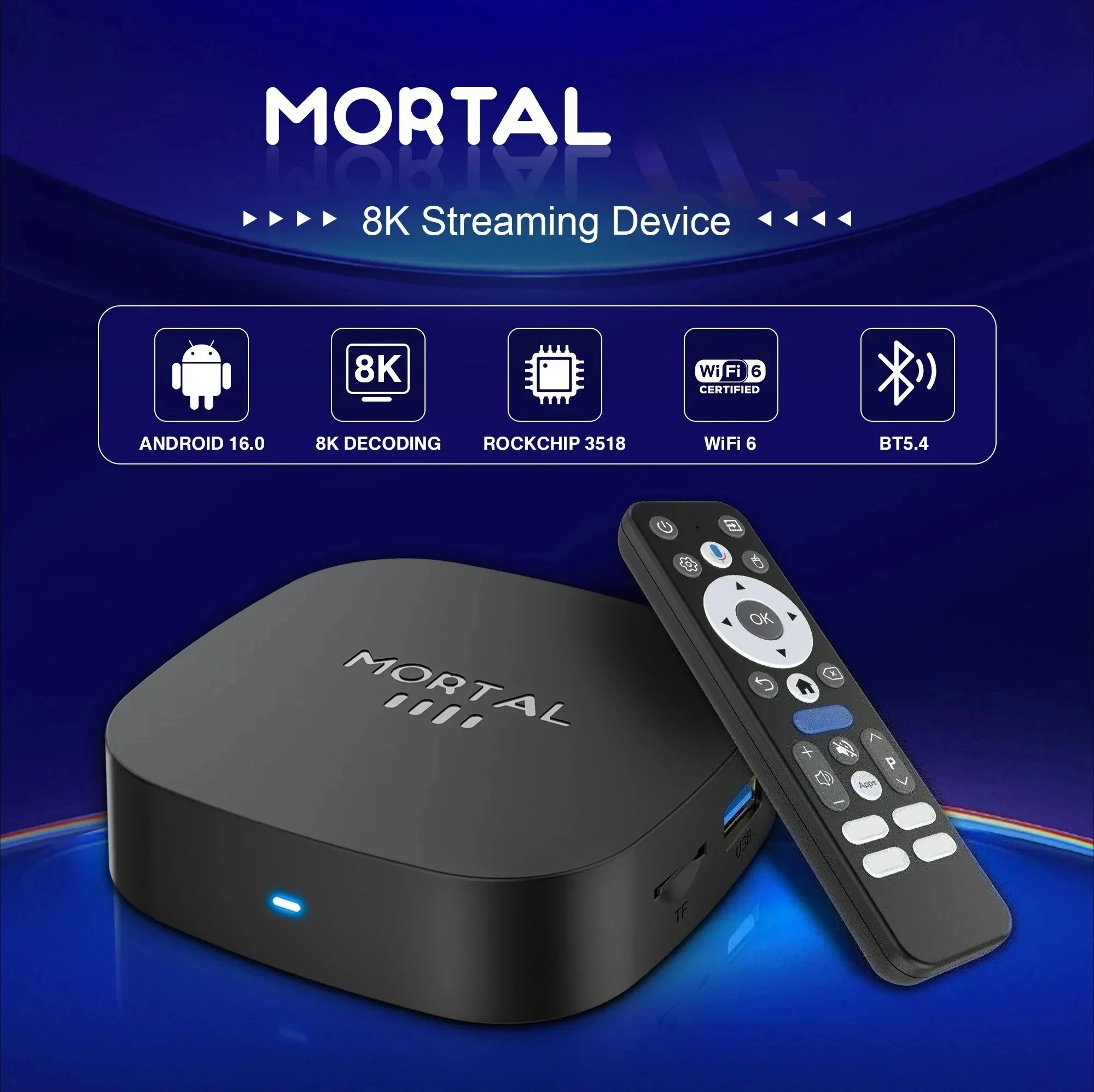 S3a4ff4fa85ce4dfb98ce5ac003868223S 2026 New Android 16 Smart TV Box Rockchip RK3518 WIFI6 BT 5.4 UI Interface 8K HD Media Player Voice Assistant Set Top Box IPTV