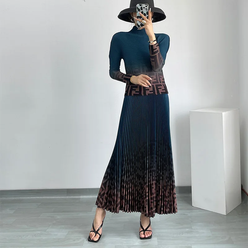 Miyake Women's Pleated Suit 2023 Sping/Summer New Fashion Printing Clothing Japanese Style All-match Slim Top&Skirt 2 Pcs
Miyake Women's Pleated Suit 2023 Sping/Summer New Fashion Printing Clothing Japanese Style All-match Slim Top&Skirt 2 Pcs