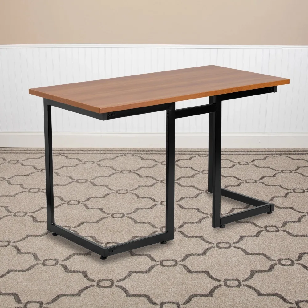 

Cherry Computer Desk with Black Metal Frame, computer desk, mesa,23.62 x 47.25 x 29.25 Inches