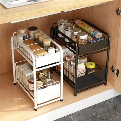 

Sewer storage rack, kitchen storage rack, telescopic sliding drawer, cabinet, layered seasoning rack, bathroom storage rack