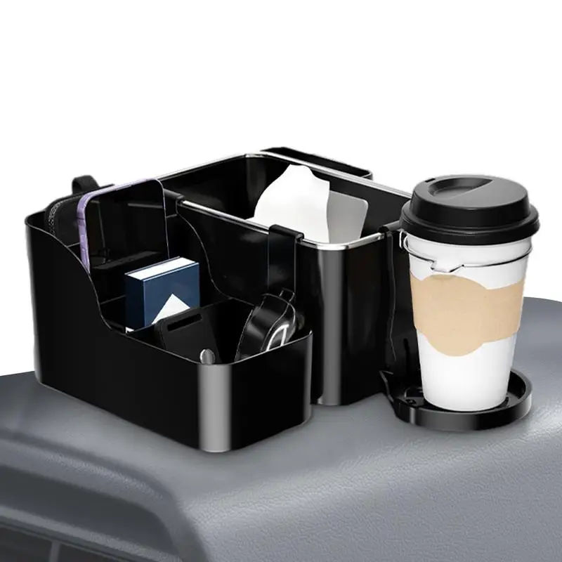 

Car Armrest Storage Box With Foldable Cup Holder Multi-Functional Auto Armrest Organizer Water Cup Holder Car Box For Car SUV