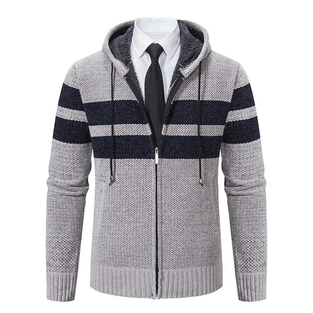 New Winter Warm Men's Striped Hooded Coats Padded Fleece Lined Full-Zip Hoodies Sweater Jackets Overcoats Outwear
New Winter Warm Men's Striped Hooded Coats Padded Fleece Lined Full-Zip Hoodies Sweater Jackets Overcoats Outwear