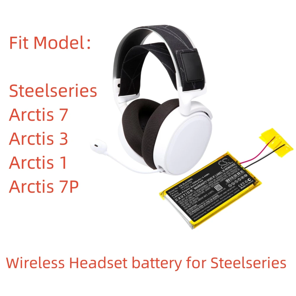 

Li-Polymer Wireless Headset battery for Steelseries,3.7v,1200mAh,Arctis 7P Arctis 3