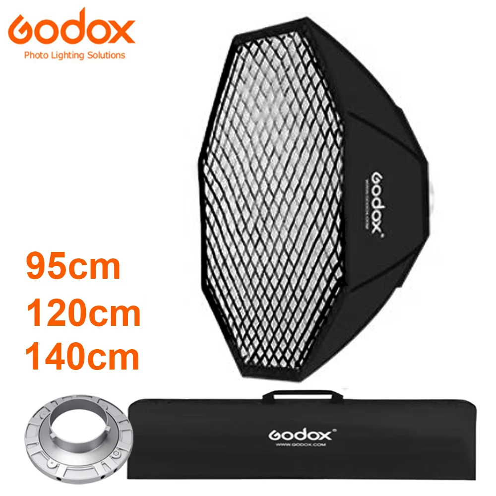 

Godox 95cm/37" 120cm/47" 140cm/55" Bowens Mount Octagonal Honeycomb Grid Softbox Octa Soft Box for Studio Flash Strobe