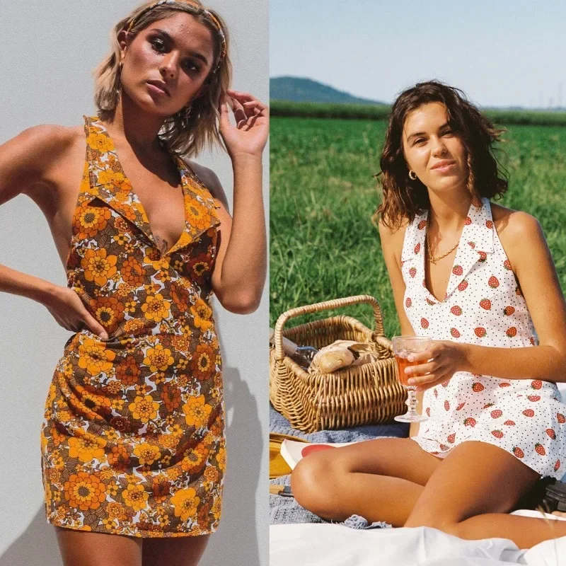 Women's 2024 Summer New V-neck Open Back Sexy Casual Strap Sleeveless Hanging Neck Short Printed Strawberry Y2K Dress MYQH10
Women's 2024 Summer New V-neck Open Back Sexy Casual Strap Sleeveless Hanging Neck Short Printed Strawberry Y2K Dress MYQH10
