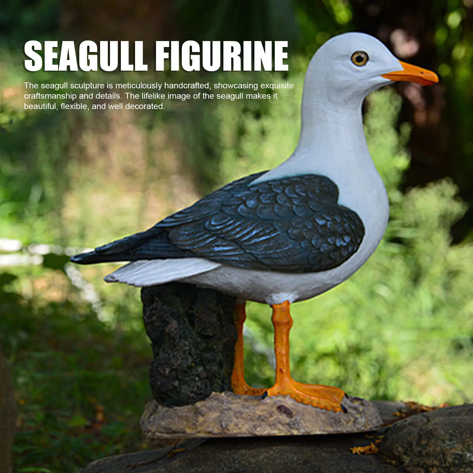 

Resin Seagull Statue Sea Bird Figurine Mediterranean Style Ornament For Home Landscape Office Decoration Standing Type